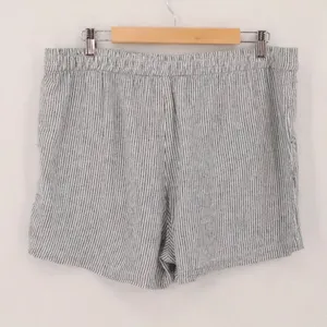 J Crew Striped Linen Blend Shorts Womens Size L Black White Coastal Beach Summer thumbnail 6