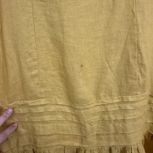 For Cynthia Womens Mustard Yellow Linen Blend Embroidered Floral Dress Size M‎ thumbnail 3