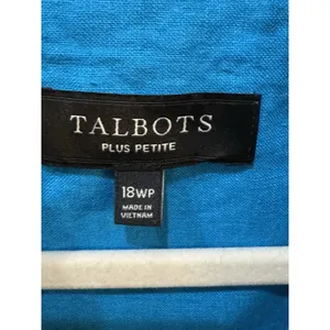 Talbots Blazer Bright Blue One button Jacket Preppy Size 18WP 100% Linen thumbnail 5