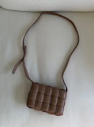 Billini Woven Leather Crossbody Bag in Brown thumbnail 1