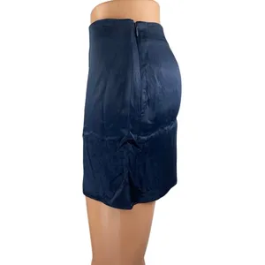 NEW Aritzia Babaton Women's Blue Silky Satin Side Zip Mini Slip Pencil Skirt 0 thumbnail 3