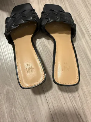 H&M black braided mule sandals block heel Women’s 36 US 5.5/6 thumbnail 3