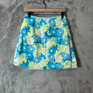 Vintage Lilly Pulitzer Reversible Floral Fish A-Line Mini‎ Skirt Blue Green 2 thumbnail 5