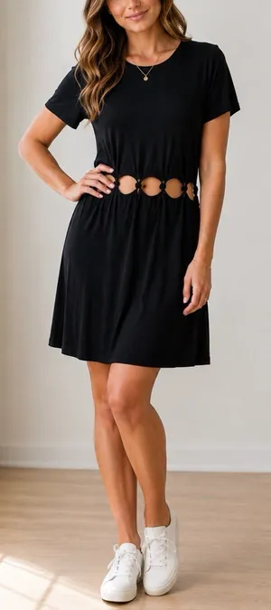 American Eagle Outfitters Casual Comfy Black Cut Out Dress Size Large thumbnail 1