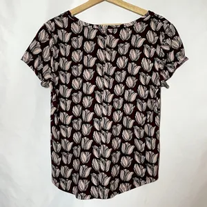 LOFT ann taylor vintage soft tulip maroon short sleeved t-shirt women's size M thumbnail 6