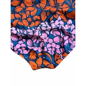J.Crew Floral Ruched One Piece Swimsuit Pink Orange V Neck Size 8 Beach Resort thumbnail 5