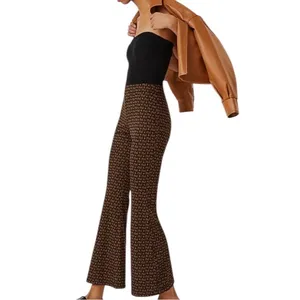 Anthropologie Sabine Flare Pants‎ Brown Black Motif Size Medium thumbnail 4