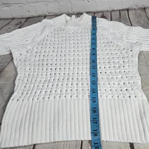 J. Crew Pointelle‎ Crewneck Sweater in White S BZ498 thumbnail 7