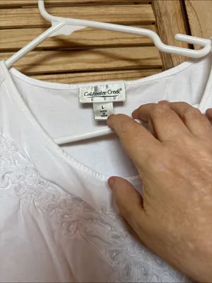 Coldwater Creek White Short-Sleeve Top with Tonal Embroidery Large thumbnail 3