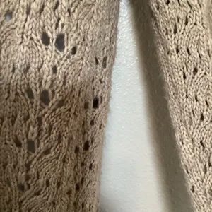 American Eagle Tan Sweater Large Wool Blend Open Knit Autumn Fall Earthy Neutral thumbnail 4