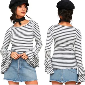Free People Gray and Black Bell sleeves Top thumbnail 8
