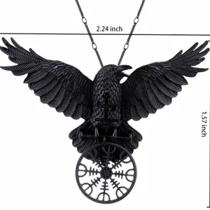 1pc Gothic Black Raven Pendant Necklace Faux Fashion‎ Jewelry thumbnail 2