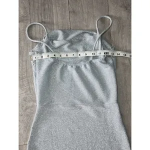 Y2K Silver Sparkle Cowl Neck Maxi Dress thumbnail 5