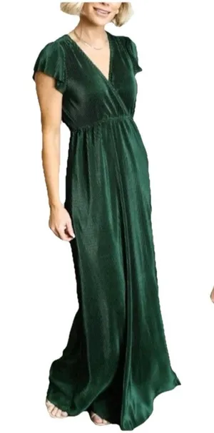 Baltic Born Athena Pleated Maxi Dress Forest Green Maxi Dress Large NWT wedding thumbnail 1