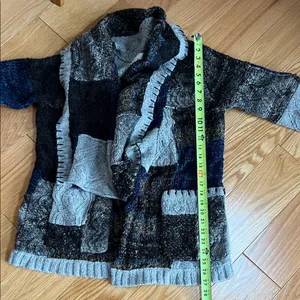 Curio Patchwork Cardigan Sweater oversized thumbnail 7