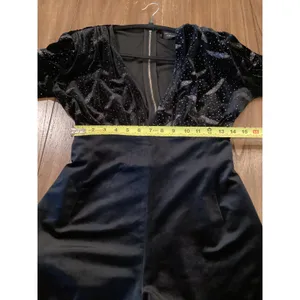 Bronx And Bronco black Maria Velvet V neck Romper Size Small thumbnail 6