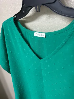 Cotton Blue Green Blouse Top thumbnail 3