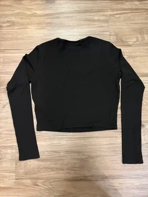 KILLSTAR Bethel Crop Top XL Black D Ring Gothic Ribbed Long Sleeve thumbnail 4