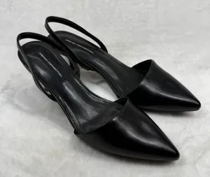 French Connection Womens Black Pointed Toe Slingback Kitten Heels Pumps Size 8.5 thumbnail 1