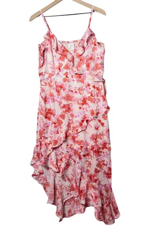 Japna Women’s Midi Cocktail Dress Ruffle Spaghetti Strap Smocked Back size XL thumbnail 1