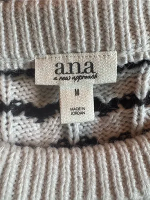 a.n.a cream and Black Short Sleeve Knit Sweater thumbnail 6