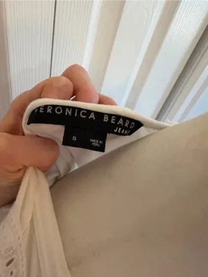 Veronica Beard Jeans Bea Short Sleeve Ruffle Tee White Size Small thumbnail 3