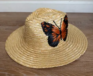 San Diego Hat Embroidered Butterfly Straw Women's Hat, OS thumbnail 1