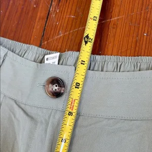 Halara Womens Jogger Pants Mid Rise Pleated Pockets Cotton Twill Green Medium‎ thumbnail 4