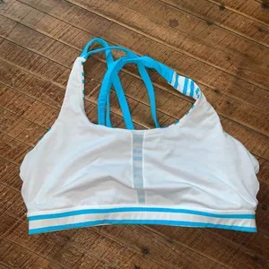 Lululemon Energy twin blue stripe strappy Athleisure size 2 bra thumbnail 3