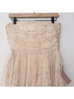 NWT BHLDN x Joanna August Brenda Star Strapless Midi Dress 8 Gold Bridal Tulle thumbnail 11