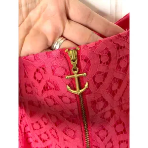 Lilly Pulitzer Pink Lace Mini Dress Sweetheart Anchor Zipper Summer Party Dress thumbnail 5