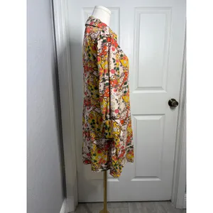 Natural Life Floral Botanical Boho Shirt Mini Dress Hippie Artsy Sz Medium thumbnail 7