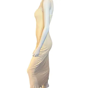 LILLUSORY Summer Casual Spaghetti Strap Double Lined Bodycon Dress Yellow M NWOT thumbnail 7