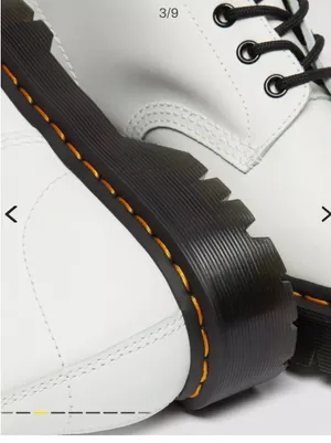 Dr. Martens White Leather 8-Eye Lace-Up Platform Boots with Black Laces thumbnail 3
