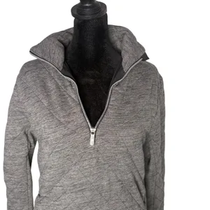 Lululemon Quarter‎ Zip Quilted Pullover Size 4 Gray Mock Neck Thumbholes thumbnail 7
