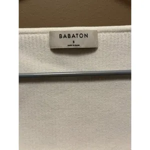 Babaton Sculpt Knit Square Neck Crop Top White Ribbed Short Sleeve Small thumbnail 2