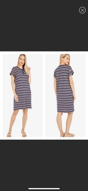 Striped Henley Tee Dress, M thumbnail 2