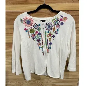 Bob Mackie Wearable Art Zip Up Sweater, size XL thumbnail 1
