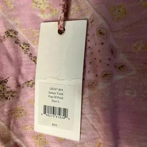 NWT LOVESHACKFANCY Women's Ismay Cropped Embroidered Tank Top Pop of Pink L thumbnail 8