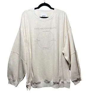 Aerie Halloween Sweatshirt Oversized Cream L Crewneck Graphic Pullover NWT thumbnail 1