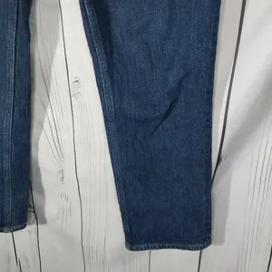 Abercrombie & Fitch Dark Blue The 90's Straight Leg Mid Rise Curve Love Jeans thumbnail 4