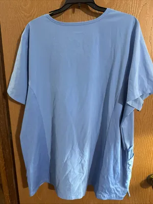 Hanes Comfort Fit Light Blue Scrub Uniform Shirt V-Neck Size 2XL thumbnail 4