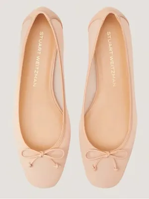 Stuart Weitzman Arabella Ballet Flats Rose Pink Mesh Leather Bow Slip-On NWT 9B thumbnail 3