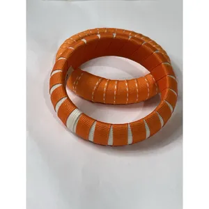 GAMEDAY BANGLES Orange Ribbon Wrapped Bangle Bracelet Lot Set 2 Skinny TN thumbnail 2