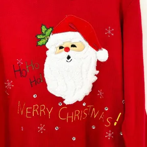 White Stag XL Christmas Sweater‎ Santa Embroidered Merry Red Gold Ugly 1107 thumbnail 3