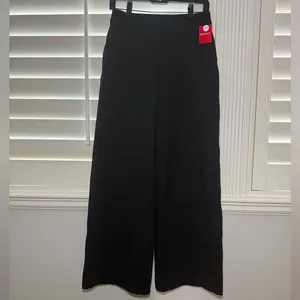 Spanx Petite The Perfect Fit Ponte Wide Leg High Rise Pants Black Size Small thumbnail 2