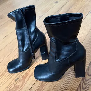 Mango MNG Black Leather Women's Square Toe Boots Heels / Size EU 36 thumbnail 3
