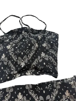 Garage Black White Paisley Outfit Bandana Crop Skirt Set Lace Small Women's thumbnail 8