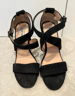Steve Madden Black Suede Crisscross Ankle Heels thumbnail 1