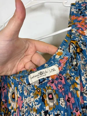 Natural Life Smocked Floral Maxi Dress Size L/XL thumbnail 7